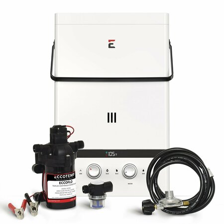 ECCOTEMP Luxe 3.0 GPM Portable Outdoor Tankless Water Heater with EccoFlo Diaphragm 12V Pump and Strainer EL10-PS